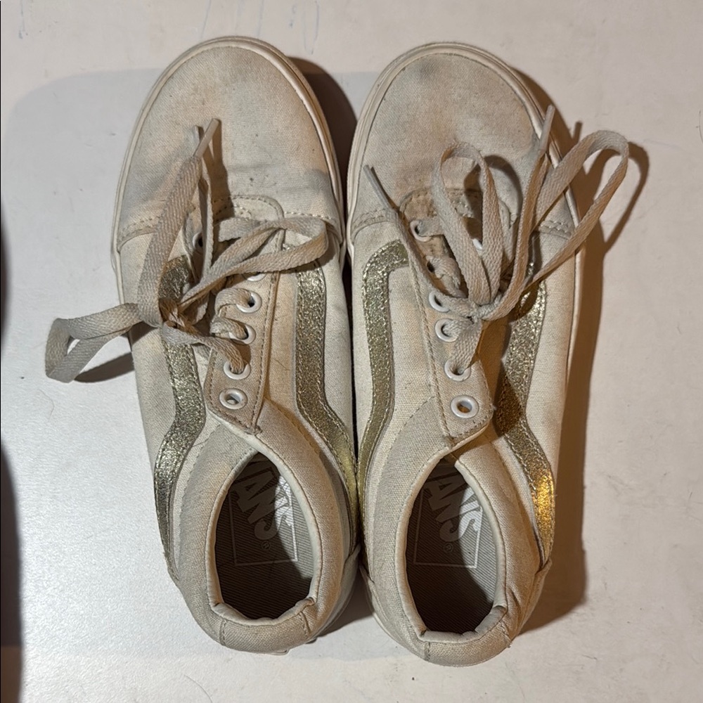 Vans Cream and Gold Casual Sneakers
